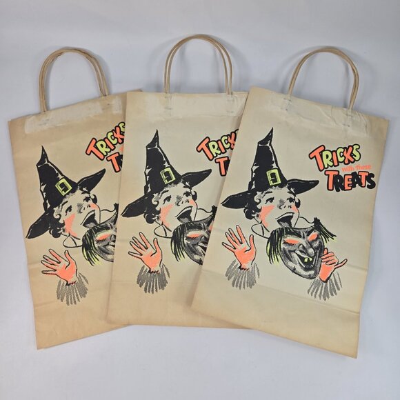 Georgia-Pacific Other - Vintage 1940s Halloween Paper Bags Trick or Treat Witch Skeleton Lot of 3